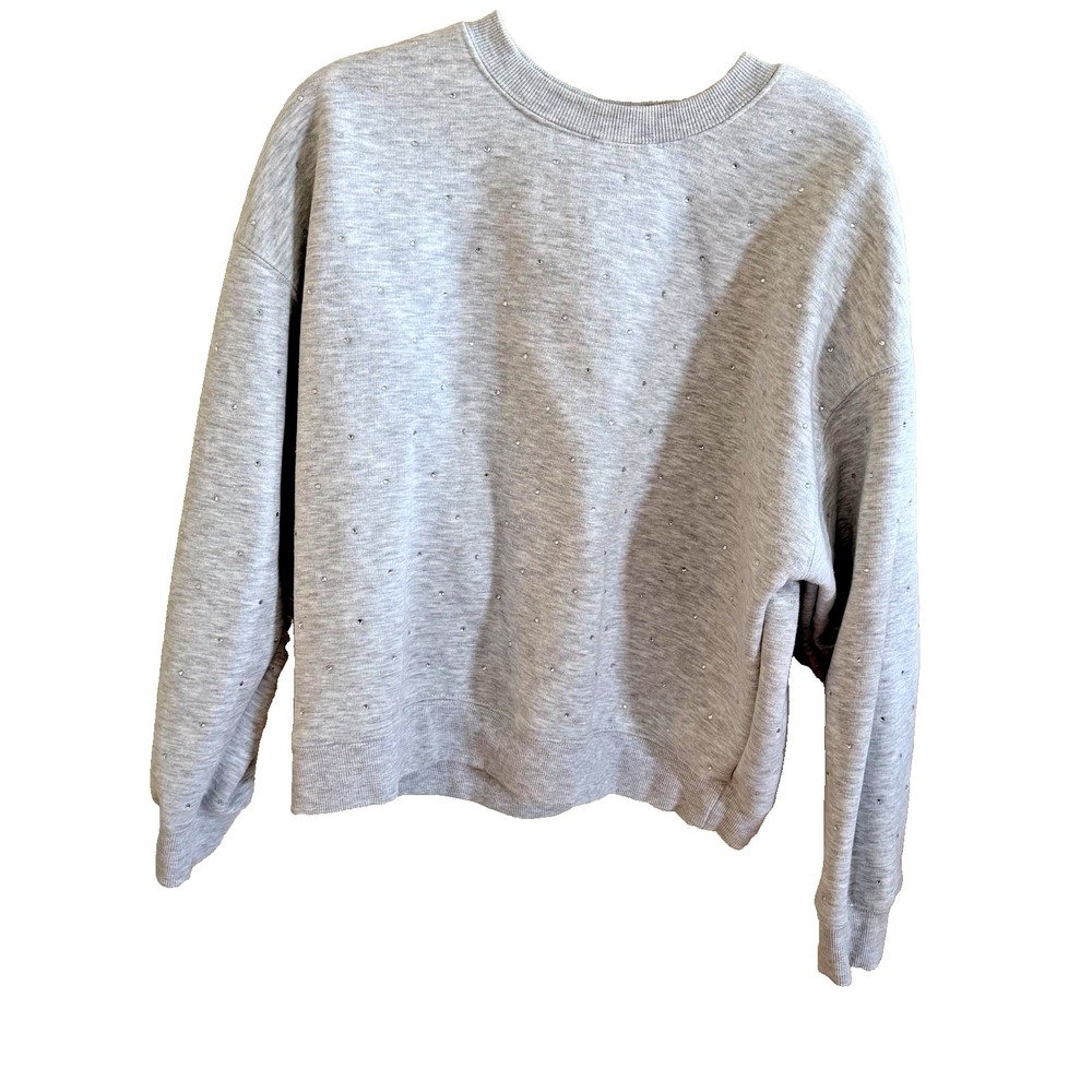 Bailey/44 Rhinestone‎ Fully Decorated Gray Women's Sweater Size L Preppy Comfy